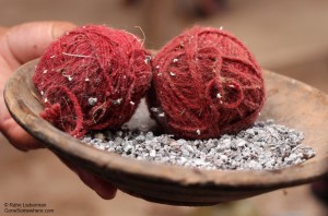 The red yarn is made by grinding up a type of bug.