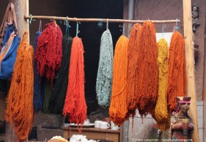 Sample of different colors of yarns