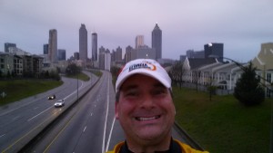 Around mile 3, there is a nice view of downtown Atlanta.
